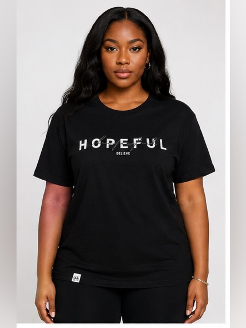 Women's Black 'Hopeful' Graphic Tee
